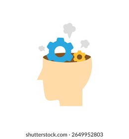 Human Head with Gears and Steam Vector Illustration