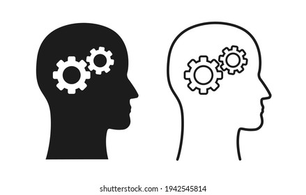 Human head gears tech or cogwheel. Vector illustration