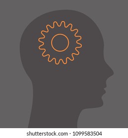 Human head with gears. Head thinking