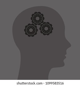 Human head with gears. Head thinking