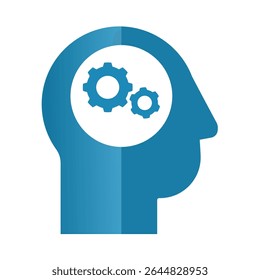 human head with gears – thinking concept simple vector icon	