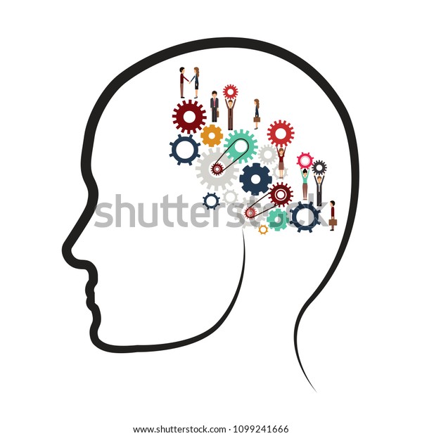 Human Head Gears Head Thinking Flat Stock Vector Royalty Free