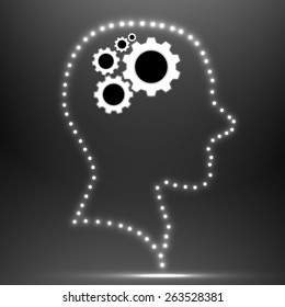 Human head with gears. Vector illustration. Eps 10