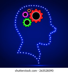Human head with gears. Vector illustration. Eps 10