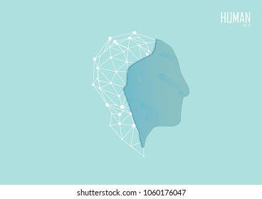 Human head in geometric abstract illustration, Eps 10 vector