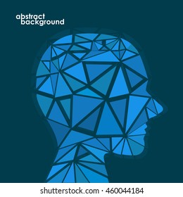 Human head from geometric colorful triangles. Abstract background illustration. Eps 10