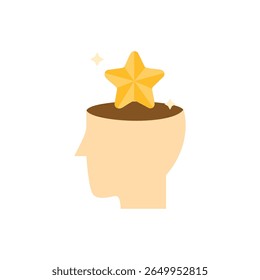 Human Head with Golden Star Vector Illustration