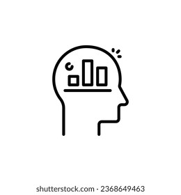 Human head and graph outline icon. Vector illustration. Isolated icon is suitable for web, infographics, interfaces, and apps.