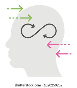 
Human head having interaction, self learning concept flat icon
