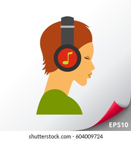 Human head with headphones icon