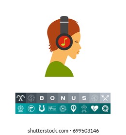 Human head with headphones icon