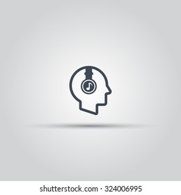 Human Head With Headphones Isolated Vector Outline Icon, Musical Profile Icon