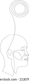 Cabeza humana con concepto de mente sana en dibujo continuo de una línea. Ideas claras. Ilustración vectorial de la salud mental