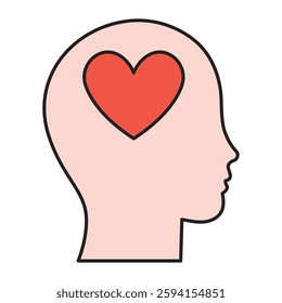 Human head with heart inside representing love and awareness