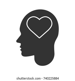 Human Head Heart Shape Inside Glyph Stock Vector (Royalty Free ...