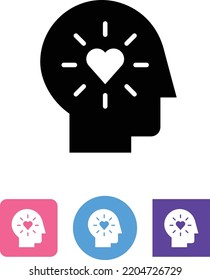 Human head with heart symbol for download. Vector icons for video, mobile apps, Web sites and print projects.
