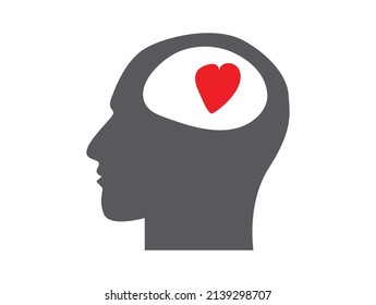 Human head with  Heart symbol  icon sign design vector icon