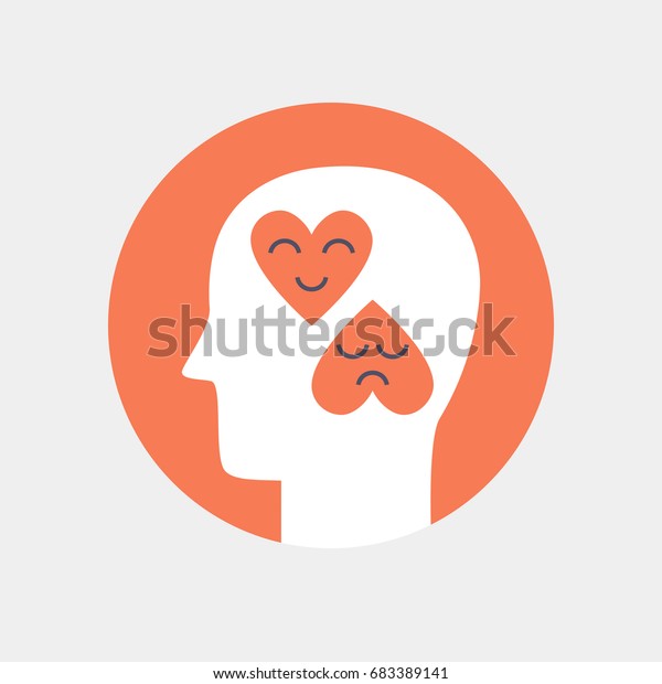 Human Head Hearts Emotions Icon Concept Stok Vektör (Telifsiz ...