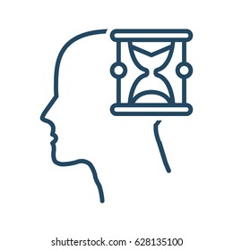 Human Head and Hourglass vector icon in meaning Deadline