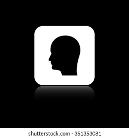 Human head icon - black vector icon on the white button