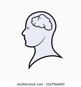 Human Head Icon. Brain, Thinking Symbol - Vector.