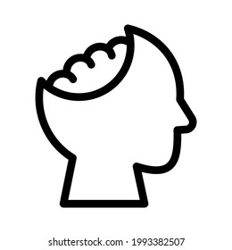 Human head icon with brain or vector illustration, isolated sign symbol vector. High quality black style vector icon.