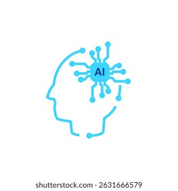 human head icon chips ai, flat style pictogram icon for ui or ux mobile app, vector illustration logo symbol design, isolated on white