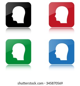 Human head icon  - color vector icon  with shadow
