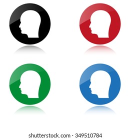 Human head icon - color vector icon