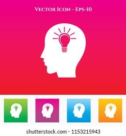 Human head Icon in Colored Square box. eps-10