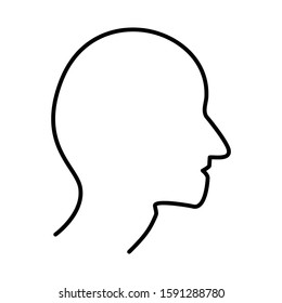 Human head icon design. Head icon in modern outline style design. Head line silhouette. Vector illustration.