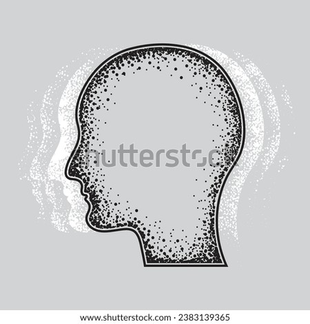 Human head icon, dots design. Mental health, concept of multiple personalities. Vector illustration, EPS 10.