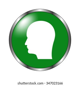 Human head icon - green vector icon