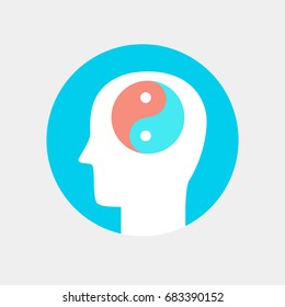 Human head icon ,harmony concept flat style. Creative logo design. Modern pictogram concept for web design