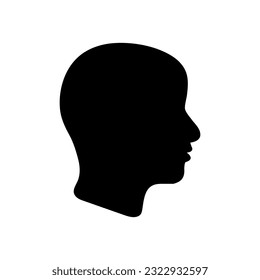 ilustración de icono de cabeza humana, silueta de sombra negra de perfil de cabeza humana ilustración de vector sobre fondo blanco..eps