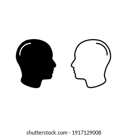 Human Head Icon . Human Head Profile Black Shadow Silhouette Vector Illustration Color Editable