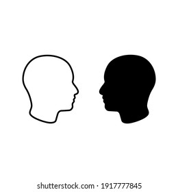 Human Head Icon . Human Head Profile Black Shadow Silhouette Vector Illustration Color Editable