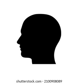 human head icon . Human head profile black shadow silhouette vector illustration color editable