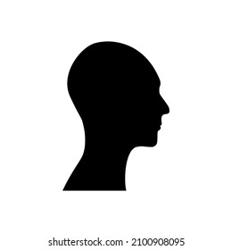 human head icon . Human head profile black shadow silhouette vector illustration color editable