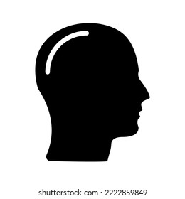 human head icon . Human head profile black shadow silhouette color editable