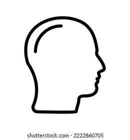 human head icon . Human head profile black shadow silhouette color editable