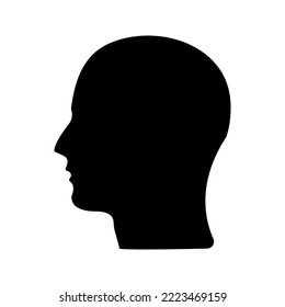 human head icon . Human head profile black shadow silhouette color editable
