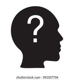Human head icon  with question mark. Illustration on white background