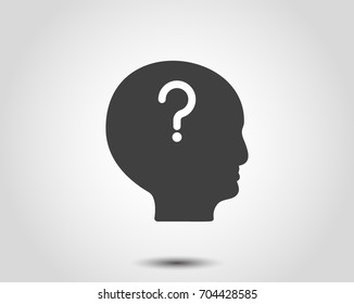 Human head with icon of question mark