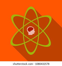 Human head and icon of science. The concept of scientific discoveries.