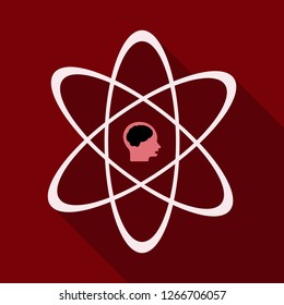 Human head and icon of science. The concept of scientific discoveries.
