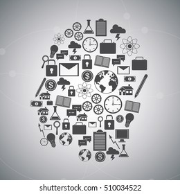 Human head and icon set design