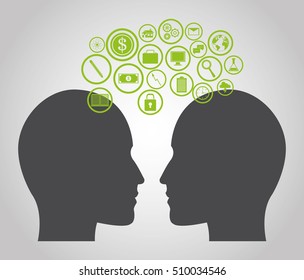 Human head and icon set design