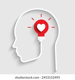 Human head icon silhouette with bulb as conceptual symbol. innovation and creative idea concepts. Vector illustration design for template design, business, infographic, web, brochure and banner.