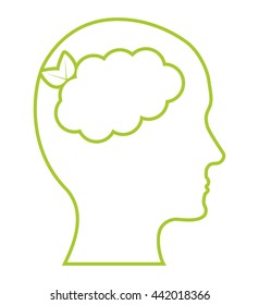 human head icon. Think green concept. Vector graphic